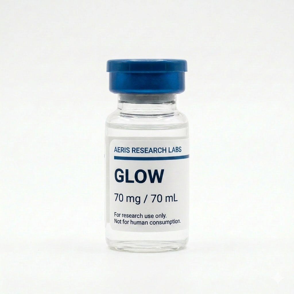GLOW research peptide vial